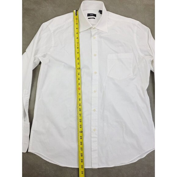 Hugo Boss 2 Ply Size 16 32-33 Mens White French Cuff Spread Collar Long Sleeve - Picture 8 of 10
